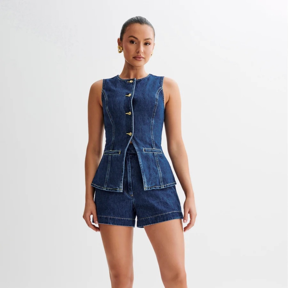 LUXE DENIM BUTTON-UP SET